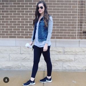 Express denim hooded sweatshirt jacket